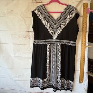INC Boho Black and White Midi Dress